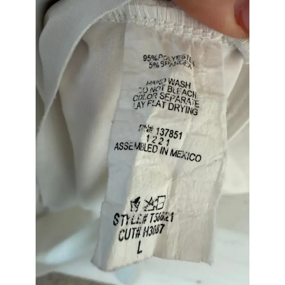 Live in the Moment White Sleeveless Bodysuit Size L Minimalist Stretch Tank Snap - Picture 6 of 7